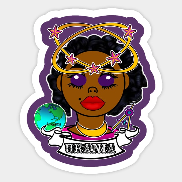 Urania of Nine Muses Sticker by artbyomega